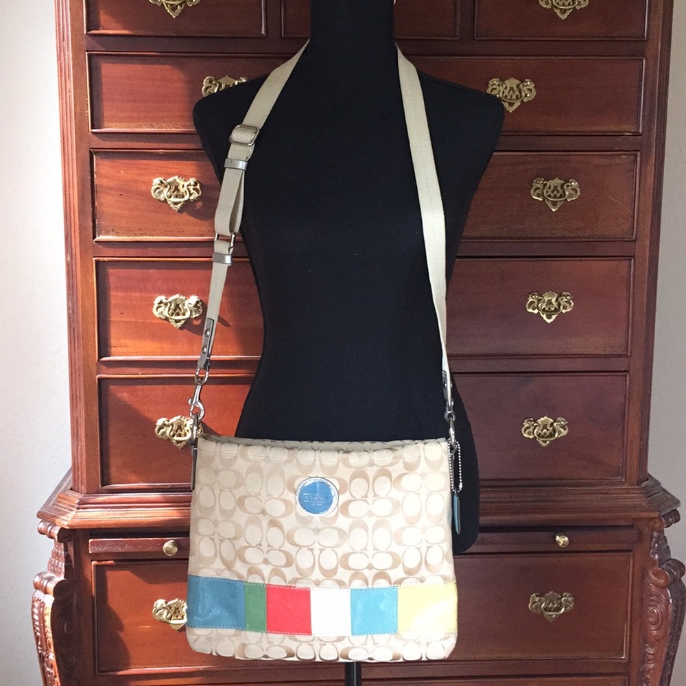 💯 authentic coach signature multi-color bag